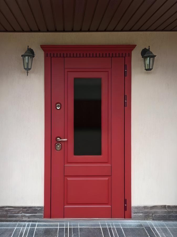 Дверь со стеклом и карнизом Дверь со стеклом и карнизом