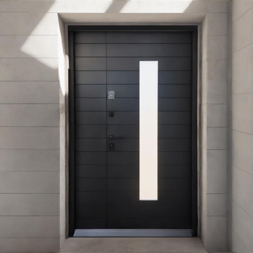 Полуторная дверь с узким окном