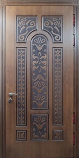 Металлическая непромерзающая дверь с терморазрывом и панелями МДФ с фрезеровкой Металлическая непромерзающая дверь с терморазрывом и панелями МДФ с фрезеровкой
