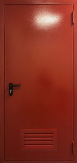 Однопольная противопожарная дверь с вентиляционной решеткой (красный окрас RAL)