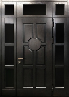 Входная остекленная группа с терморазрывом и шпонированными плитами МДФ Входная остекленная группа с терморазрывом и шпонированными плитами МДФ