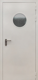 Однопольная металлическая огнеупорная дверь EI-60 с круглым стеклом
