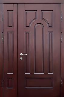 Полуторастворчатая стальная дверь с терморазрывом и влагостойкими панелями МДФ шпон Полуторастворчатая стальная дверь с терморазрывом и влагостойкими панелями МДФ шпон