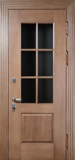 Стальная термодверь МДФ шпон с остеклением