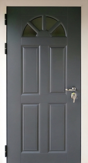 Стальная термодверь МДФ RAL с полукруглым стеклом