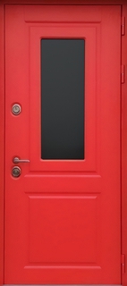 Стальная остекленная термодверь с красными панелями МДФ RAL Стальная остекленная термодверь с красными панелями МДФ RAL